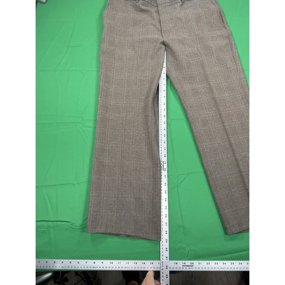 Vintage Levis Action Slacks Mens Brown Plaid Dress Pants 36x30 Wool Blend USA